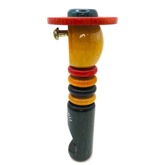 Vintage Bulgaria Wooden Whistle Figurine Man with Hat Folk Art Souvenir 5.5” - Picture 3 of 10